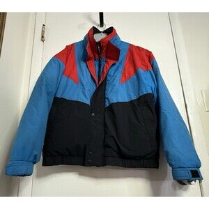 VINTAGE Pacific Trail Goose Down 90’s Puffer Ski Jacket Blue Red Black—Size XL